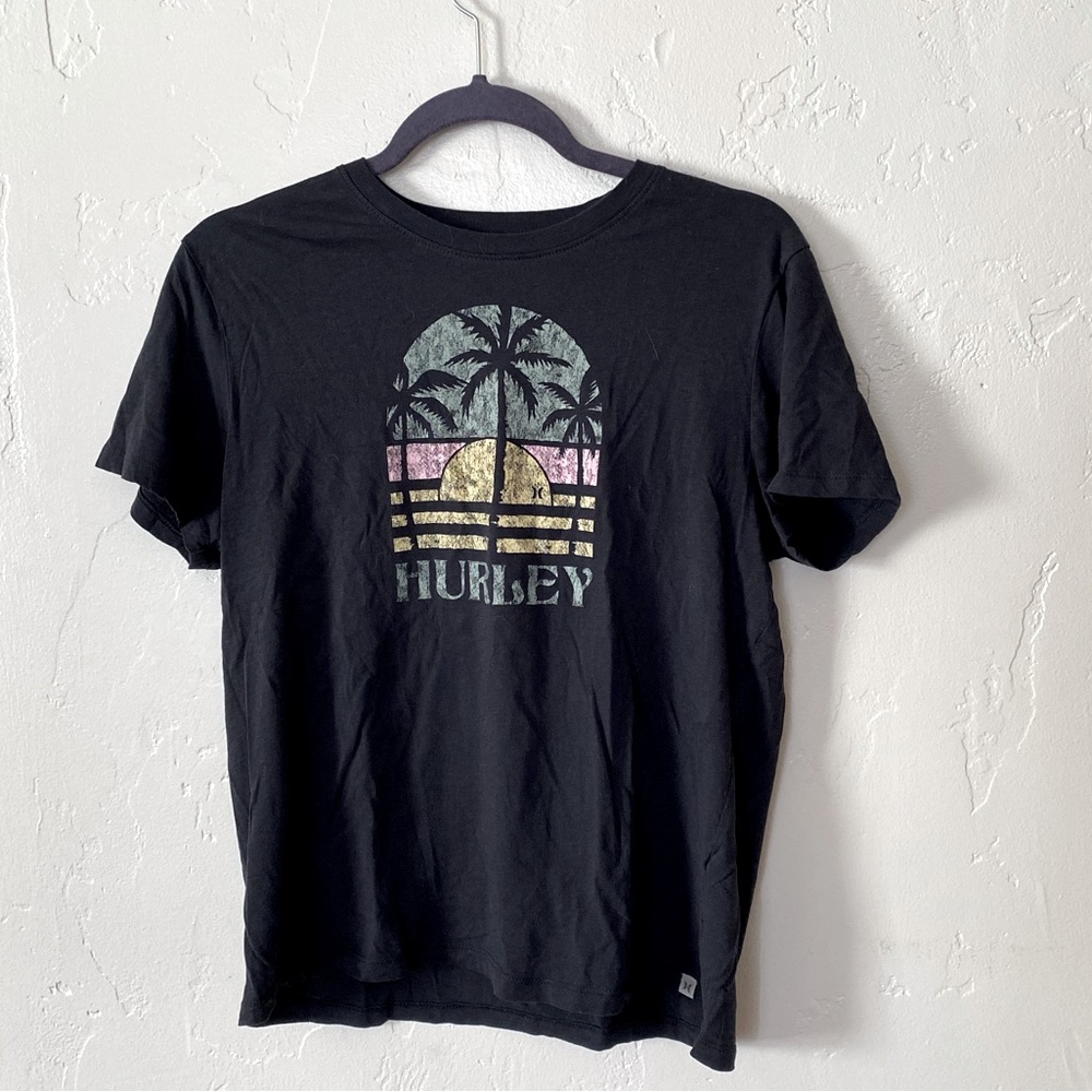 Black Hurley Graphic T-shirt Size Medium
